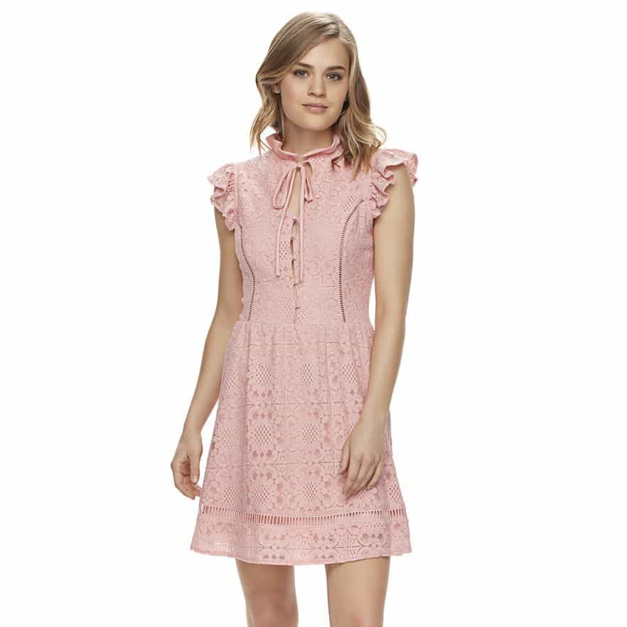 Disney's Beauty and the Beast Ruffle Mockneck Lace Dress