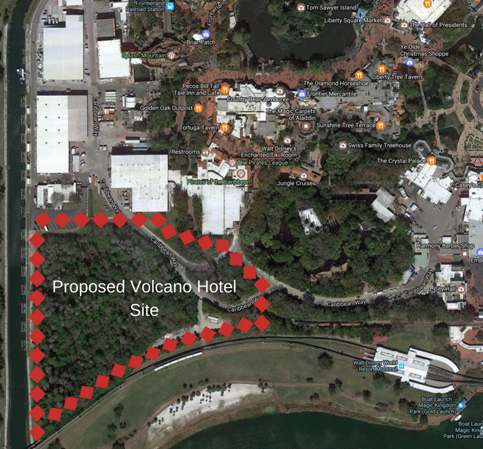 The space in the Magic Kingdom rumored for a volcano roller coaster is more likely going to be home to a luxury resort themed around a volcano.