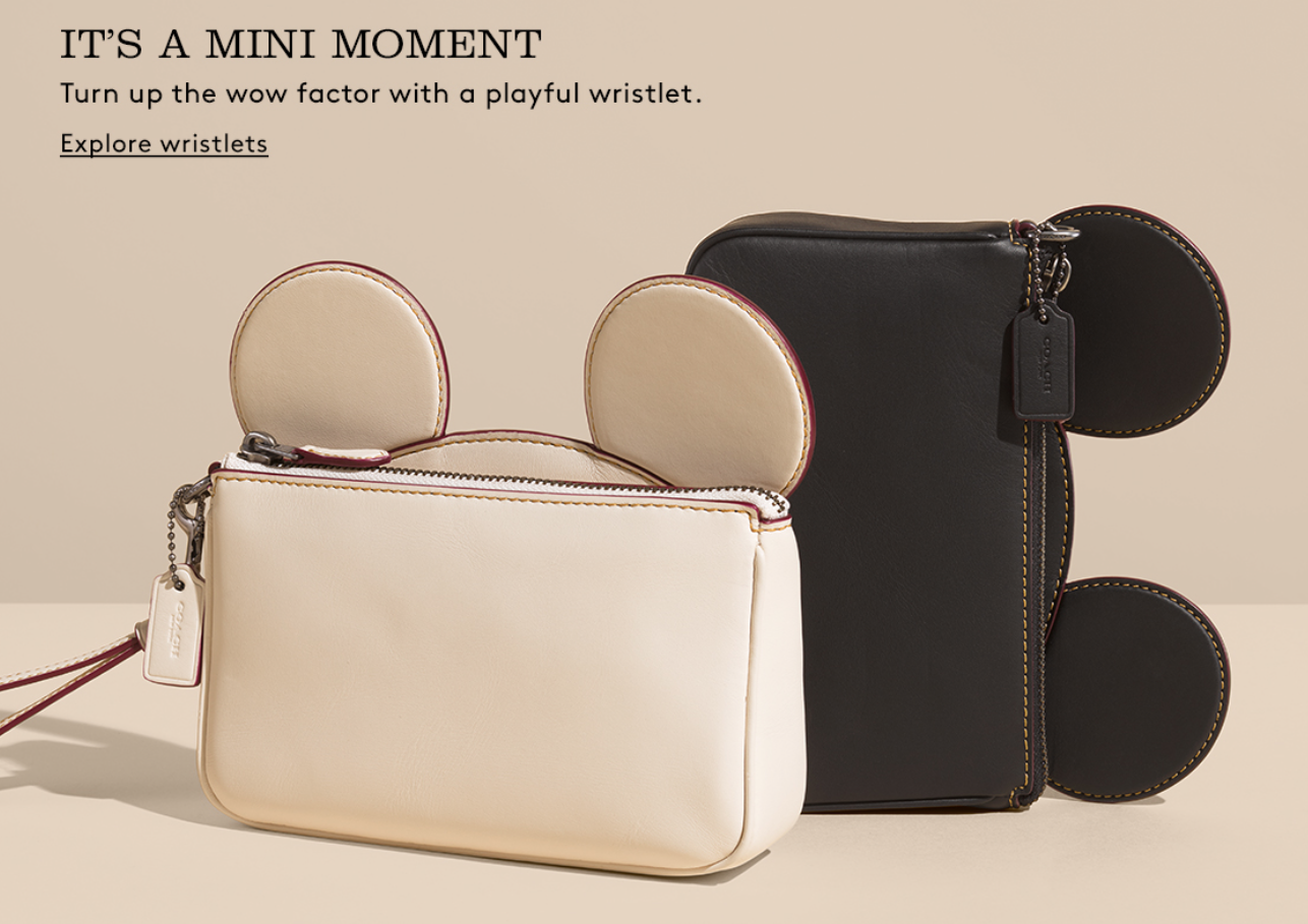 Iconic mouse ear purses from Coach.